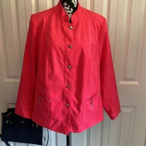 Faux suede pink fuschia jacket with button front.